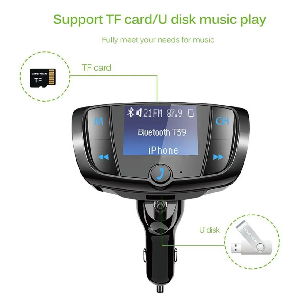 Многофункциональный автомобильный fm-передатчик Bluetooth Беспроводной радио адаптер MP3 плеер плюс USB Зарядное устройство авто винтажный радиоприёмник репродуктор