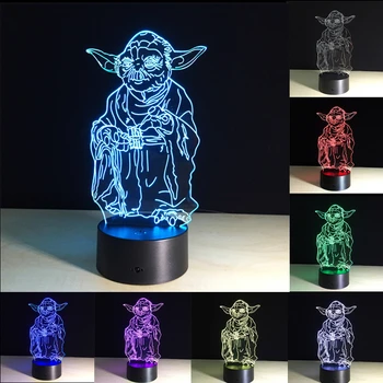 

3D Star Wars Master Yoda Night Lights LED USB Table Lamp Visual lights 7 Colors Changing Desk Lamp Creative Decoration Kid Gift