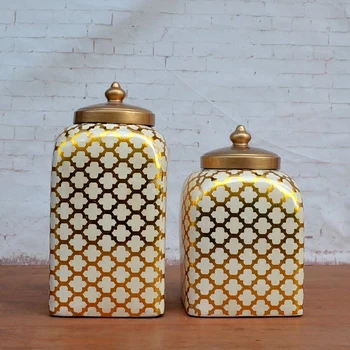 

Tao Caicai European foreign trade ceramic ornaments Quartet decorative pot restaurant side cabinet decor Zhaocai ornaments