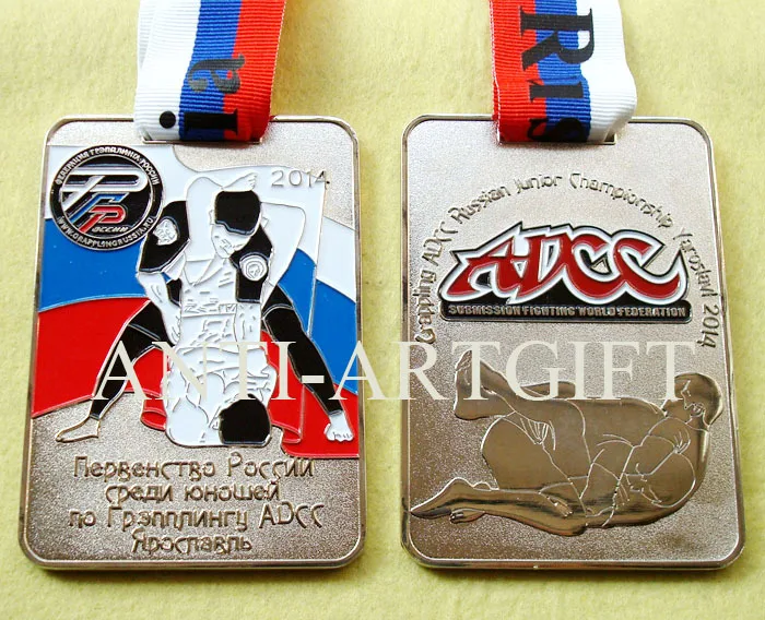 Русский большой медальон ADCC Спортивная награда квадратной формы