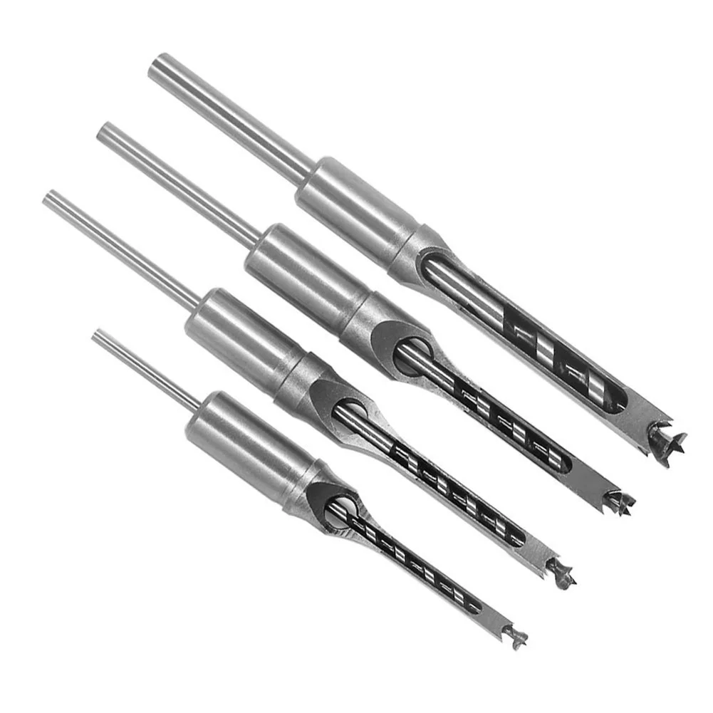 4Pcs Woodworker Square Hole Drill Bits Wood Mortising Chisel Set Bit Kits for DIY Woodworking Tools Mortising Drill Power Tools