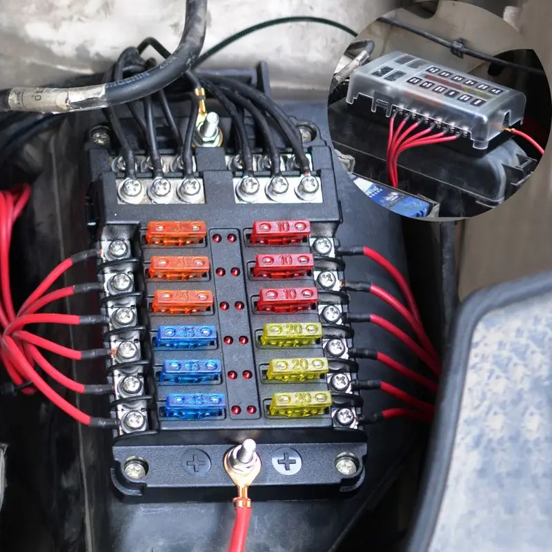 Fuse font b Box b font With Indicator LED Light Protection Cover Circuit Block Panel 12