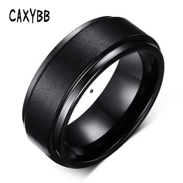Caxybb Mens Rings 8 MM Wedding Band Black Silver Pure Carbide Tungsten Engagemen Caxybb Mens Rings 8 MM Wedding Band Black Silver Pure Carbide Tungsten Engagemen
