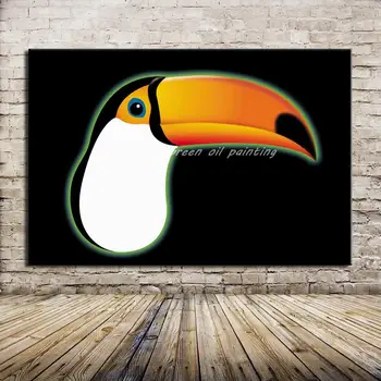 

Arthy Hand-painted Animal Oil Painting On Canvas Modern Abstract Toucan Paintings Wall Art Picture For Wall Decoration No Framed