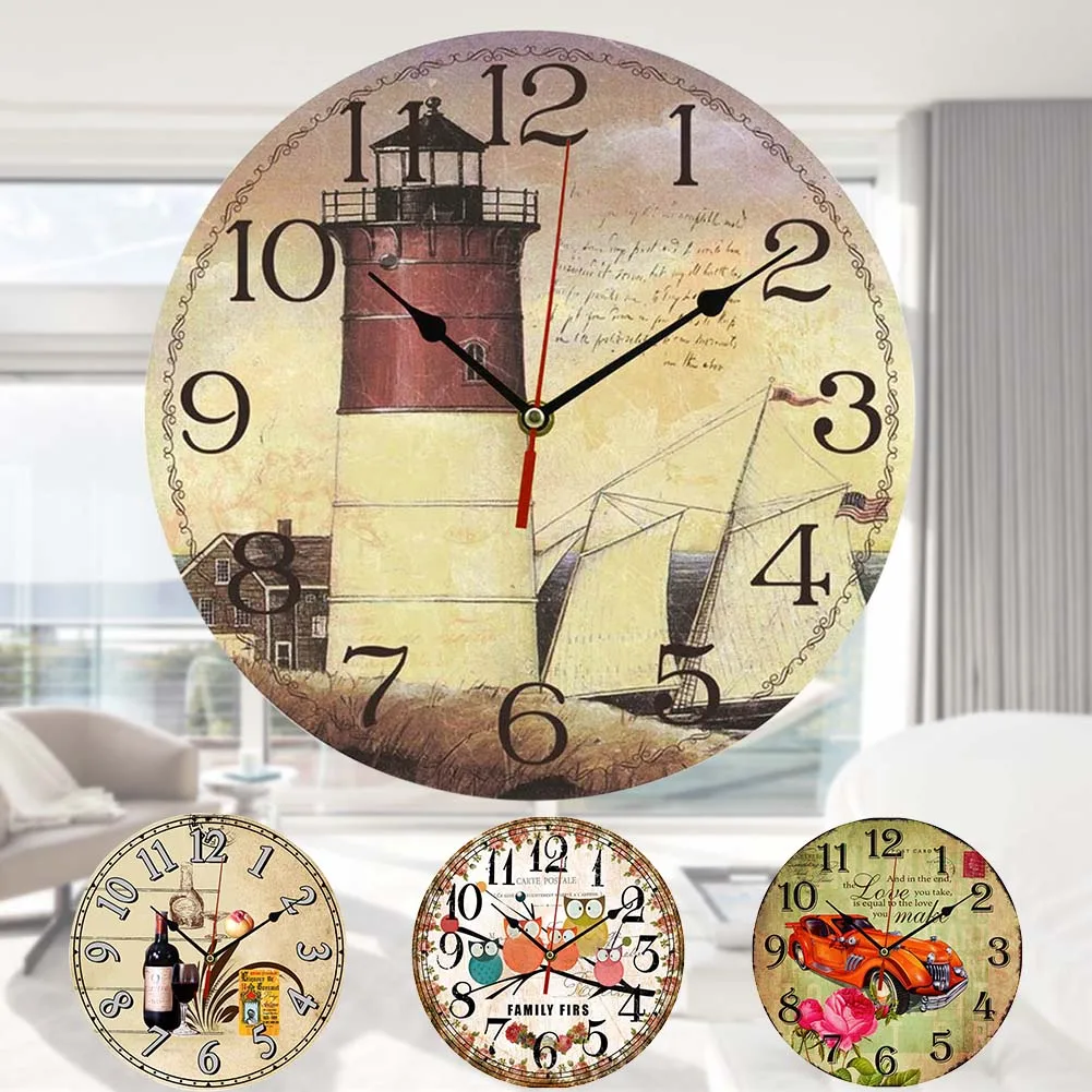 Good Value Mdf Wooden Wall Clock Vintage Rustic Chic Home