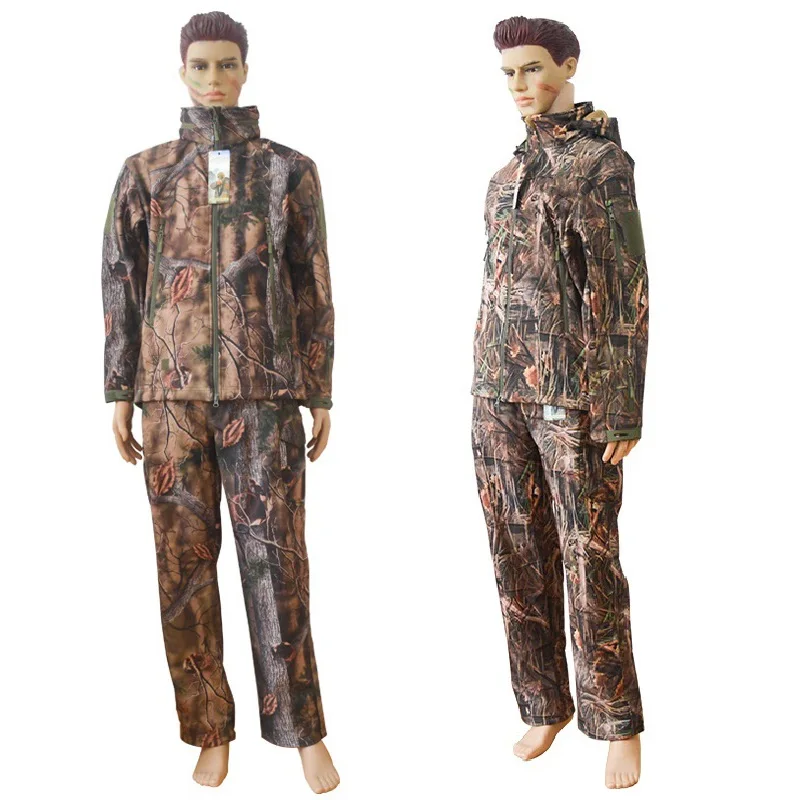

Men Winter Military Tactical Hunting Suits Outdoor Bionic Water-resistant Camouflage Hoody Jacket Coat Pants Male Hunting Sets