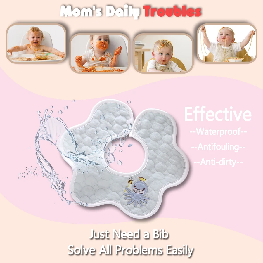 Waterproof Cotton Baby Bib Bandana Bibs for Baby Scarf Apron Children's Bib Infant Feeding Burp Cloth Drool Slab Boy Girl Stuff