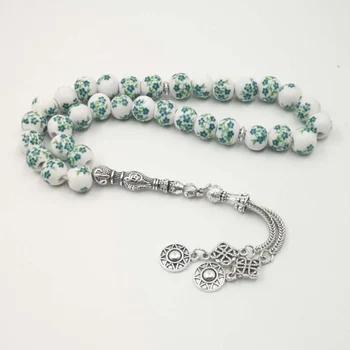 

Green Ceramics Tasbih New style tassel accessories Muslim tesbih Metal tassels Islam bracelets Gift For Eid Islam rosary