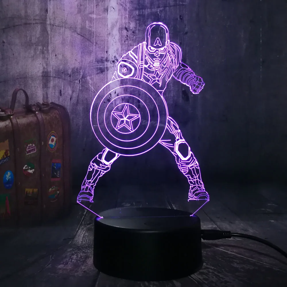 Cool Novelty Marvel The Avengers Captain America Night Light Kid Toy 3D