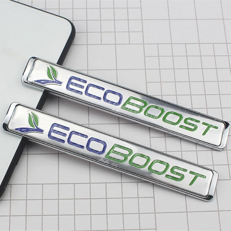 

1pc stainless steel ECOBOOST Emblem Badge Car sticker Auto Tailgate Rear Trunk Nameplate Decal for Ford focus edge kuga ..
