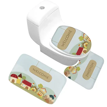 

Honlaker WELCOME Bath Mat Decoration 3 Pieces/sets High Quality Flannel Absorbent Non-slip Bathroom Mats Toilet Mats