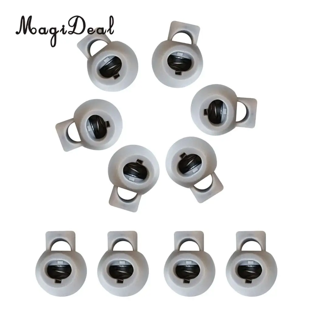 MagiDeal 10 Pieces Plastic Shock Cord Rope Toggle End Lock Stoppers Ball Buckles for Climbing Caving Replacement Accessories
