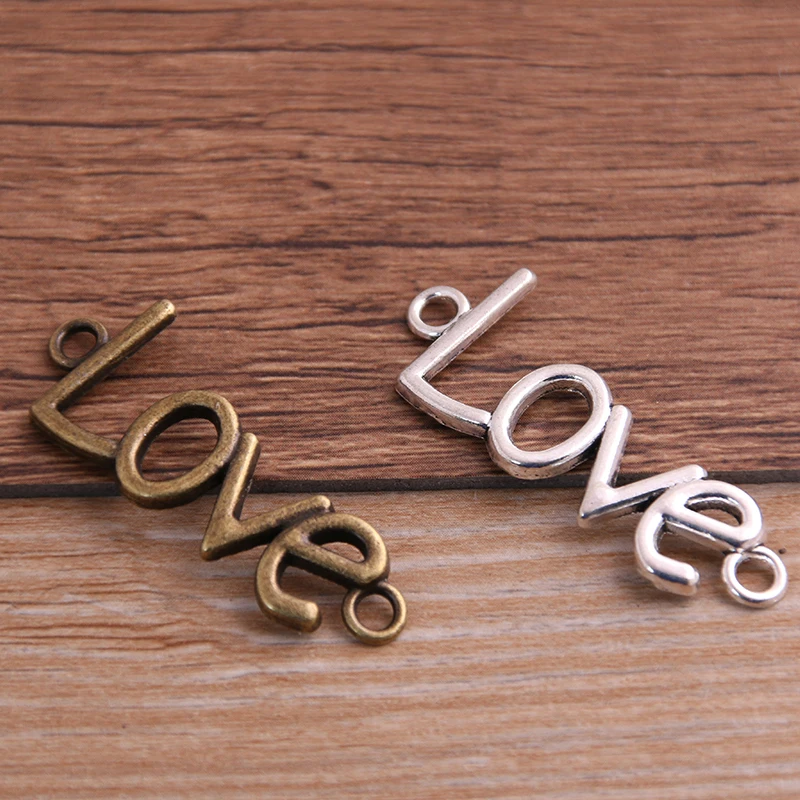 

PULCHRITUDE 10PCS 15*40mm Two Color Metal Alloy Letter "LOVE" Jewelry Connectors Jewelry Making Bracele P6530