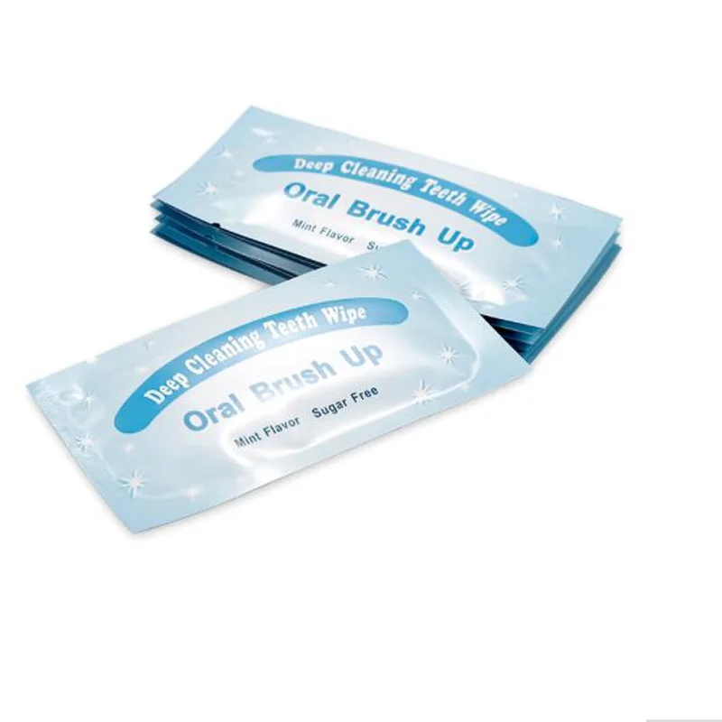 100 Pieces Pack Deep Cleaning Teeth Whitening Dental Brush Up Finger Wipe 4
