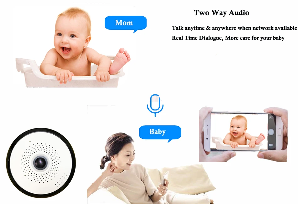 IP Wi-Fi 3D VR Panoramic View 960P Wireless camera 360 Degree Mini Smart CCTV Home Security Camera Fisheye Monitor AR-VRC06Y