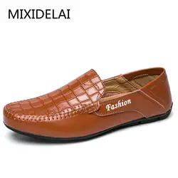 Mixidelai модная повседневная обувь для вождения Пояса из натуральной кожи Мужские Лоферы 2018 новые мужские лоферы Роскошные обувь на плоской