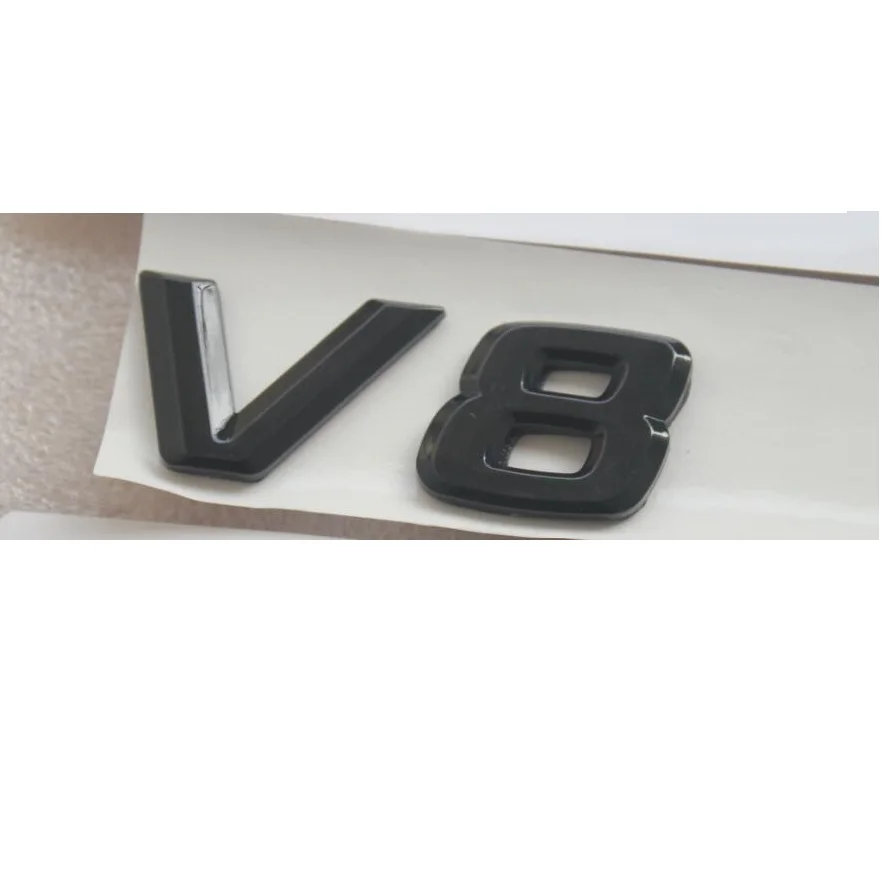 Блестящие черные плоские буквы шрифтов V 8 детской эмблемы для Mercedes Benz AMG V8 2