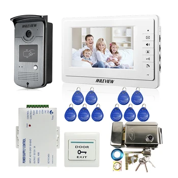 

Wired 7" LCD Screen Video Door Phone Intercom System White Monitor + RFID Access Doorbell Camera +Mechanical Lock FREE SHIPPING