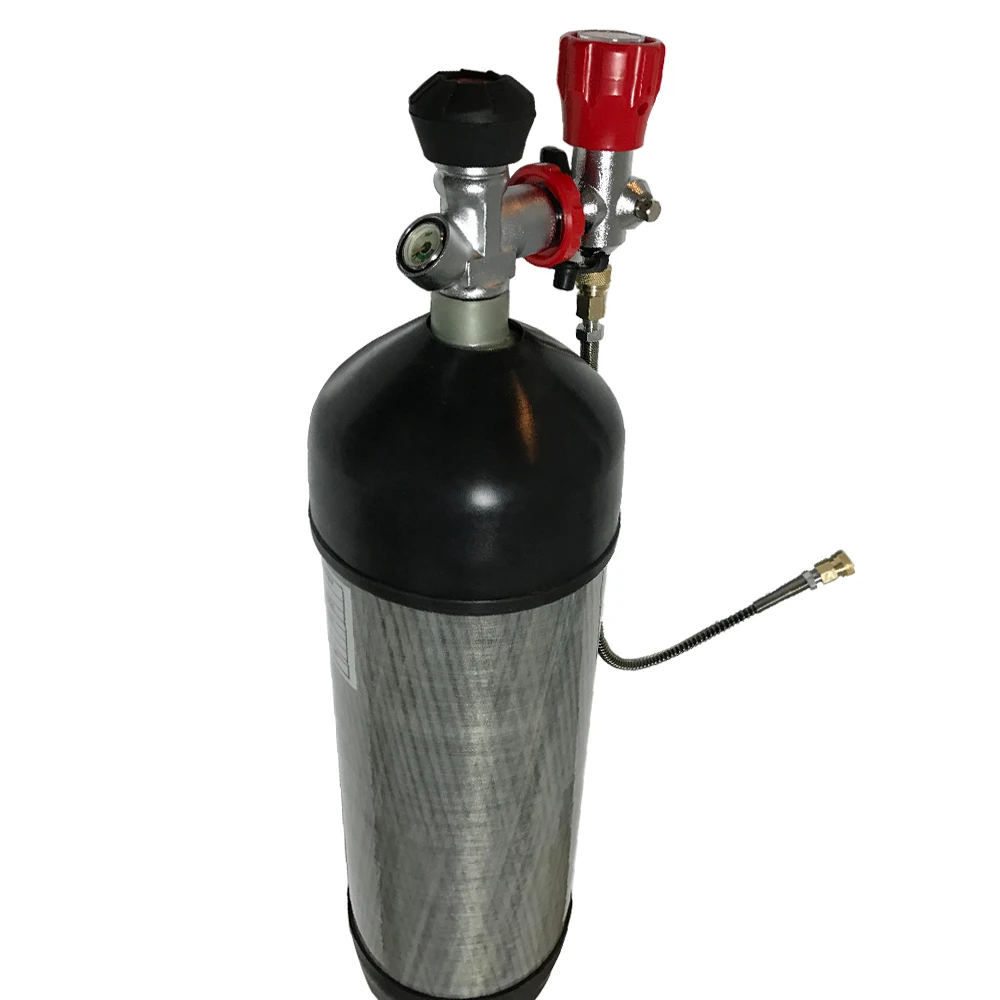 

For small tank refill Whole set 9L 4500Psi 300Bar Carbon Fiber Cylinder + Gauge Valve+Filling Station with hose + Protect Cup -V