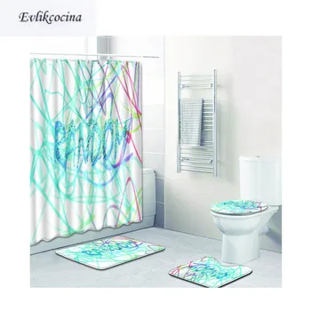 

Free Shipping 4pcs Colored Lines Banyo Paspas Bathroom Carpet Toilet Bath Mat Set Non Slip Tapis Salle De Bain Alfombra Bano
