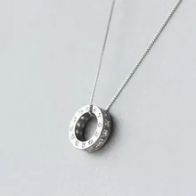 Real. 925 Plata Esterlina CZ Amor Infinito Círculo Colgante Collar Joyería Vintage Retro GTLX738 rodando SU VIDA