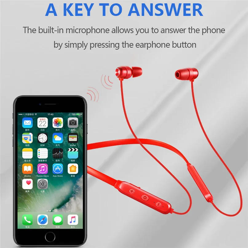 Беспроводной Bluetooth Шейным Наушники Bluetooth V4.0 гарнитура Спорт стерео наушники для iPhone 40NT27