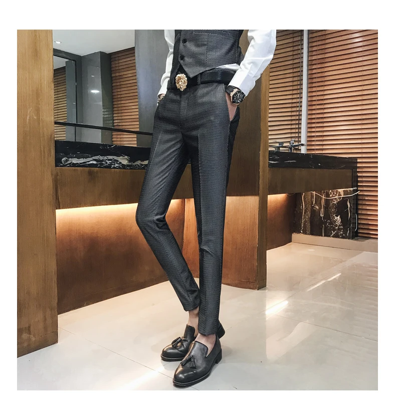 2019 осенний костюм брюки мужские Высокое качество брюки мужские тонкие подходящие мужские брюки 28-35 размер