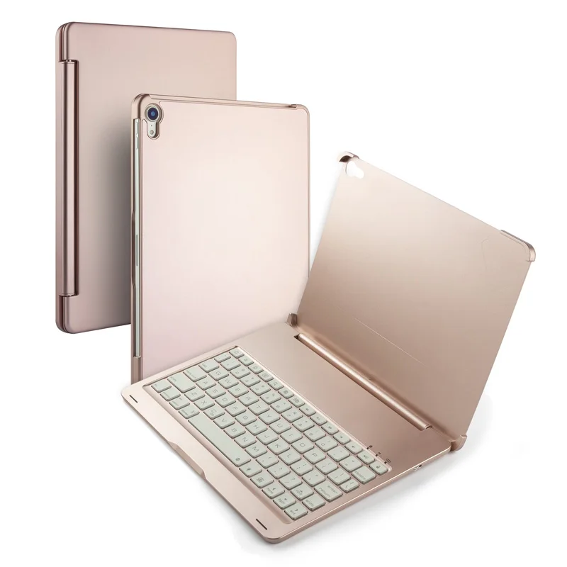 [NEW] Bluetooth keyboard Case for Apple iPad Pro 11.1",7-Color Backlit Aluminum Metal Wireless Keyboard with Smart Case Hard - Цвет: Rosegold