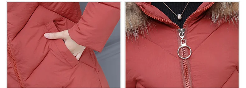 Padded Long Winter Coat Women Plus Size 3XL Ladies Coats With Fur Fake Collar Hooded Jacket Zipper Coat For Female 2018 New CH601 (4)