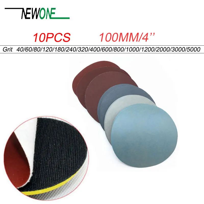 10pcs 4inch 100mm Round Sandpaper Disk Sand Sheets Grit #40 - #7000 Hook and Loop Sanding Disc for