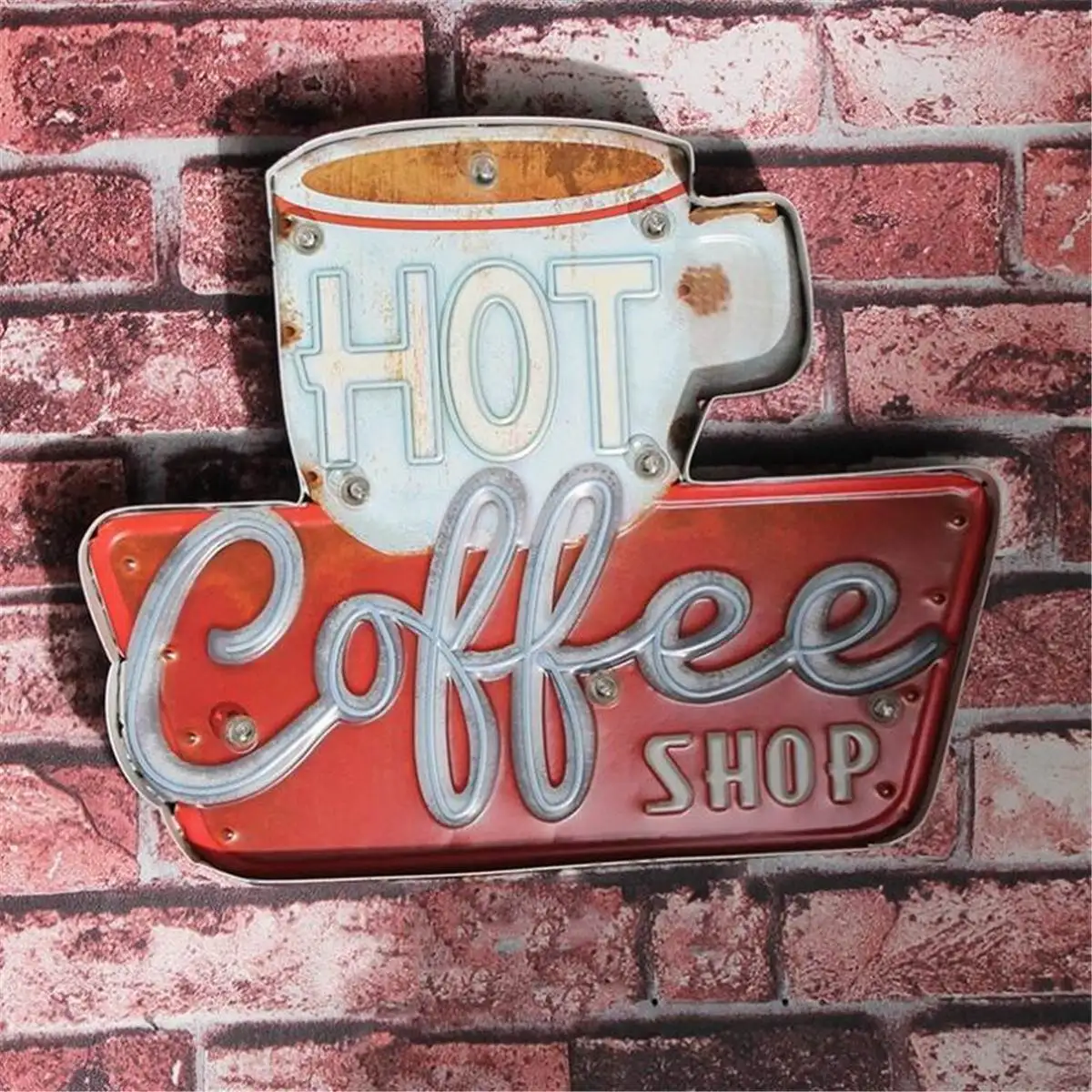 

Coffee Vintage Funny Metal Tin Sign Retro Cafe Bar Home Decor Metal Plaque LED Light Box Bar Pub Poster Wall Hanging Lamp