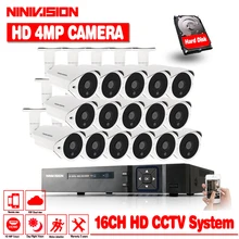 NINIVISION 4MP система видеонаблюдения 16CH комплект камер видеонаблюдения для безопасности 16 шт. 4.0MP камера безопасности Супер ночного видения 3MP 4MP 5MP NVR