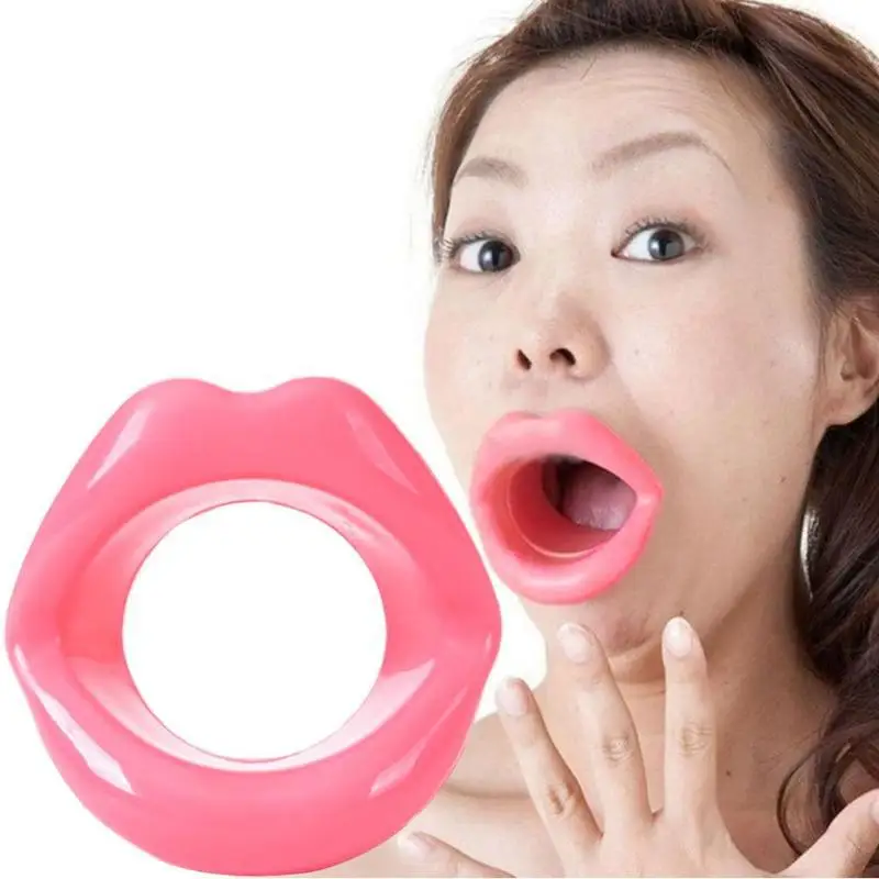 Силиконовый массажный инструмент для подтяжки лица Maquiagem для ухода за лицом, для похудения, для подтяжки мышц рта, против морщин, красота - Цвет: Розовый