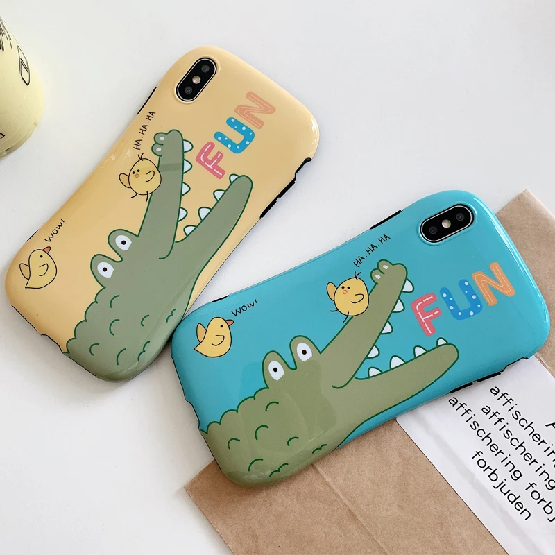 Забавный ударопрочный чехол аллигатора с маленькой талией для iPhone 6 6S 7 8 Plus X XR XS Max