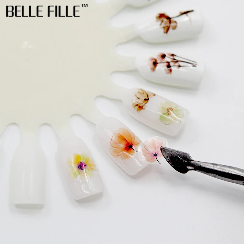 Belle Fille 1 шт Nail Стикеры 3D выбивая этикету клеи Цветной Цветочные Таблички Маникюр