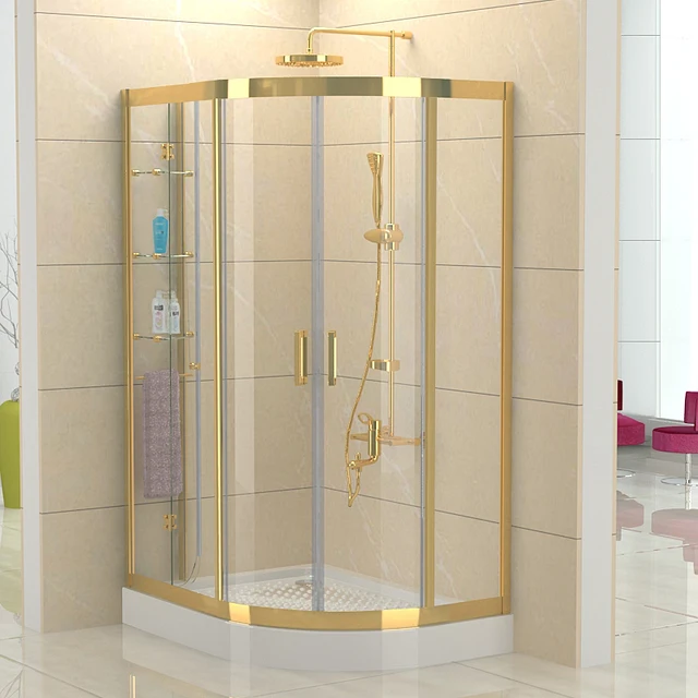2015 SUS304 stainless steel Sector gold shower cabin with double ... 2015 SUS304 stainless steel Sector gold shower cabin with double ...