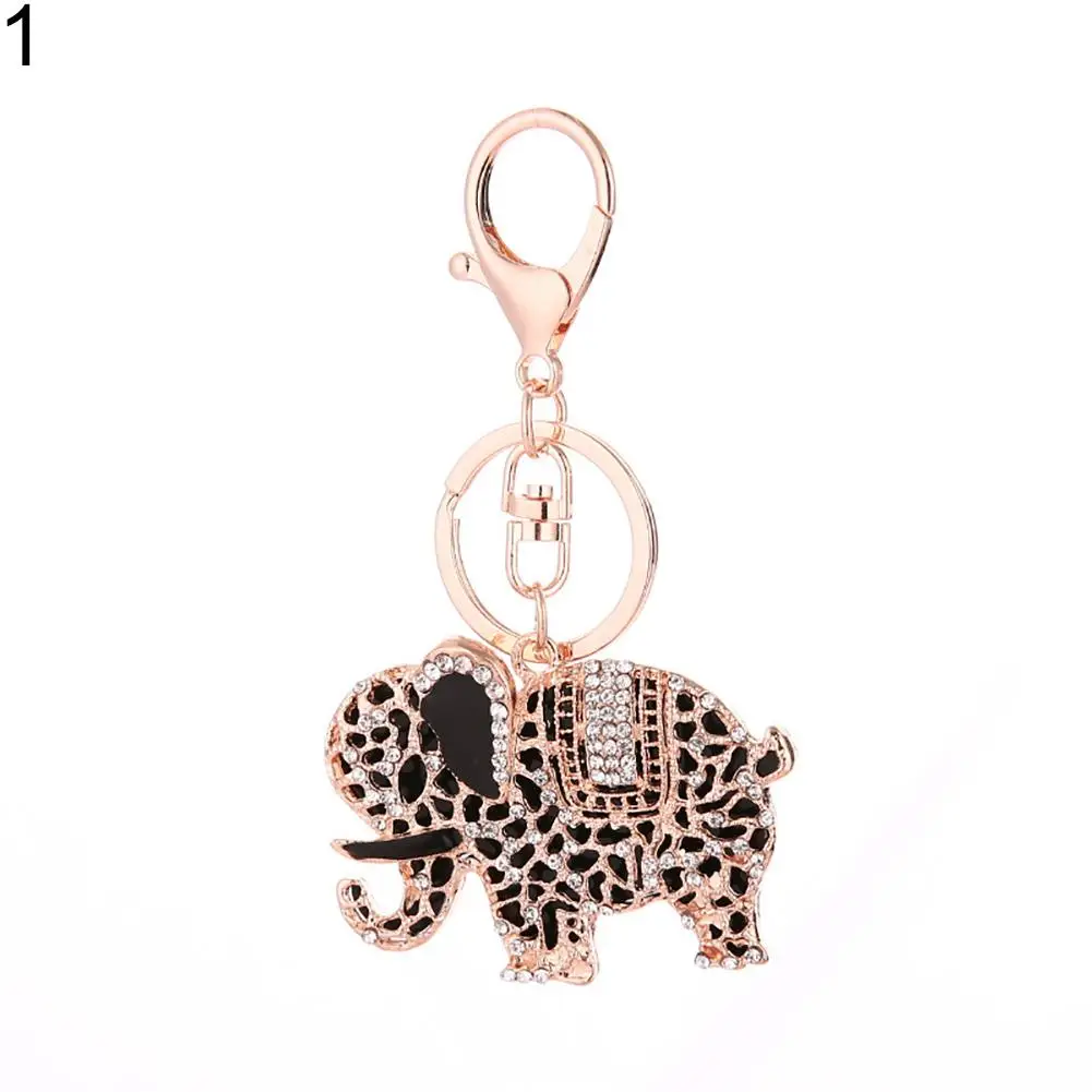 

Fashion Rhinestone Elephant Keychain Decor Keys Holder Clip Handbag Pendant