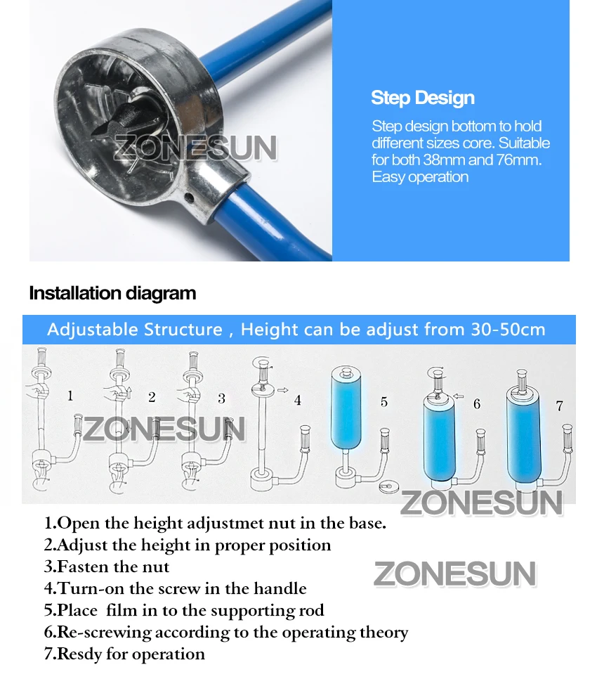 ZONESUN пищевая пленка цепляться диспенсер для пищевой пленки Стретч-пленка из ПВХ для Еда Обёрточная бумага поддон для инструментов машина фильм