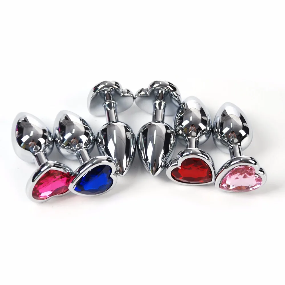 Love Shape Crystal Anal Beads Butt Plug G Spot Message Stimulator Metal Open Ass Anus Sex Toys Products For Women |