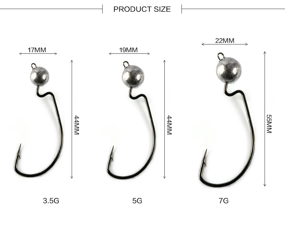 JACKFISH, 5 шт./лот, кривошипный крючок, 3,5 г, 5 г, 7 г, жесткая приманка, свинцовая приманка, рыболовный крючок, мягкий червь, рыболовные снасти, аксессуары