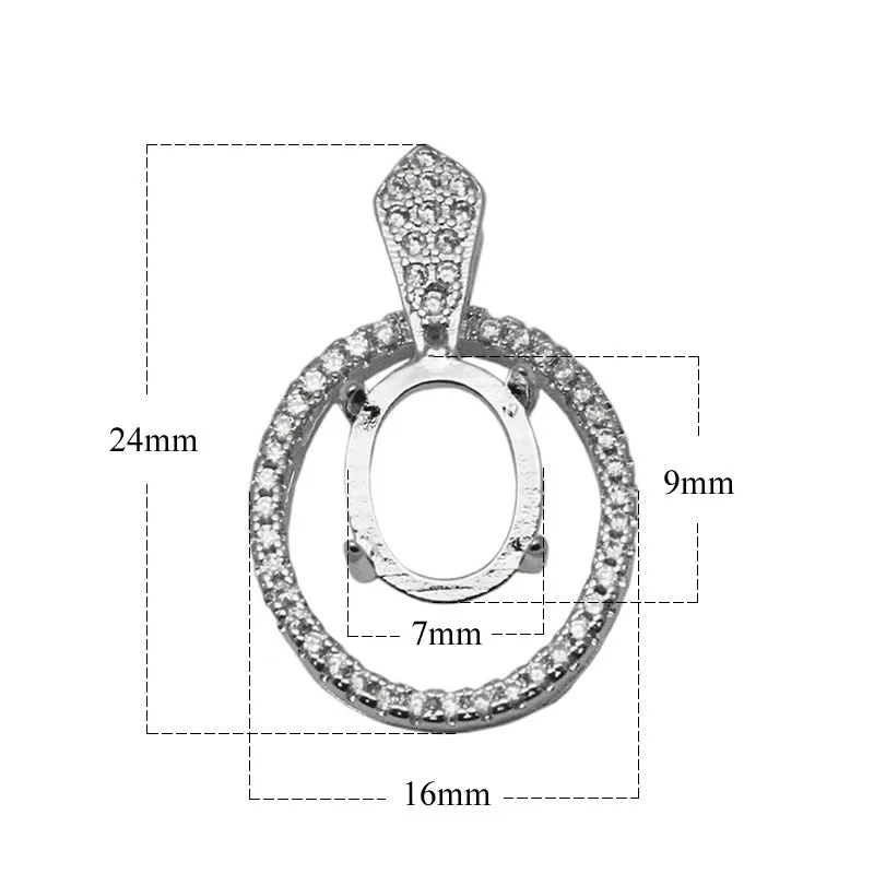 Beadsnice Овальный кулон лоток 925 пробы серебряный пустой кулон кабошон установка ручной работы ожерелье подвески для женщин ID34064