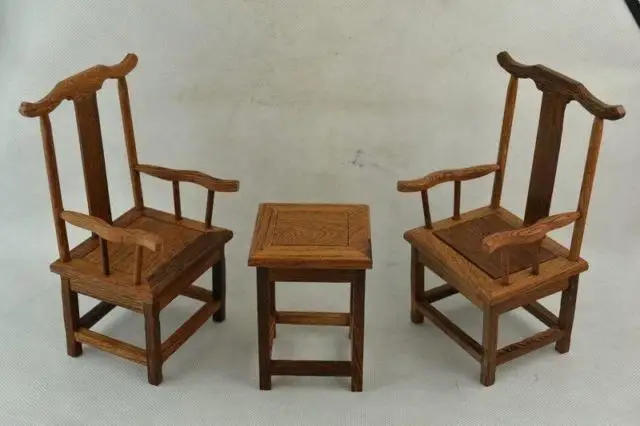 A Set Of Exquisite Chinese Classical Collectible Decorated Wonderful Handmade Mini Chair & Table Statues A Set Of Exquisite Chinese Classical Collectible Decorated Wonderful Handmade Mini Chair & Table Statues