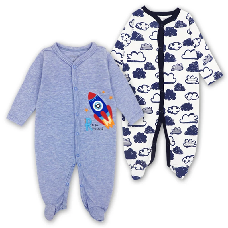 Комплект из 2 предметов, Пижама для новорожденных мальчиков, пижама с длинными рукавами, комбинезон для детей 3-12 месяцев, одежда для маленьких девочек