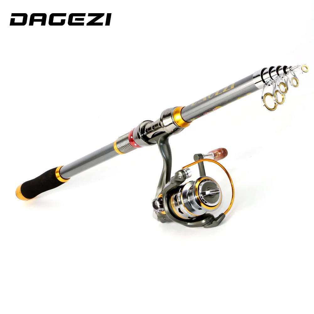 

DAGEZI fishing rod + Reel set 2.1-3.6M fishing rod with reels for feeder fishing Wood handle fishing reels pesca