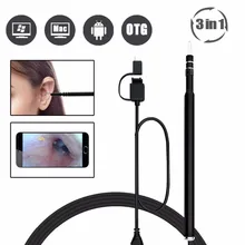 Type C 3in1 USB OTG Visual In Ear Cleaning Endoscope Spoon Earpick Diagnostic Tool Android 720P