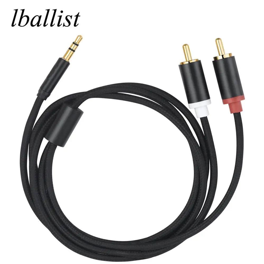 

lballist Fabric Braided 2RCA Male to 3.5mm Jack Male to Audio Cable For Speakers Amplifier 50cm 1m 1.8m 3m 5m 10m
