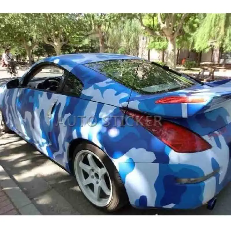 Best Offers 5/10/15/20/25/30 m * 1.52 m blauw & Wit Camo Vinyl Camouflage Auto Wrap Auto Vinyl Sticker Sheet Digitale Decals met Bubble Gratis