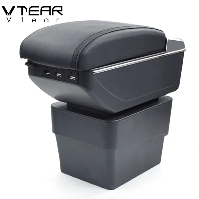 

Vtear For Skoda A7 armrest box USB Charging heighten Double layer central Store content cup holder ashtray accessories parts