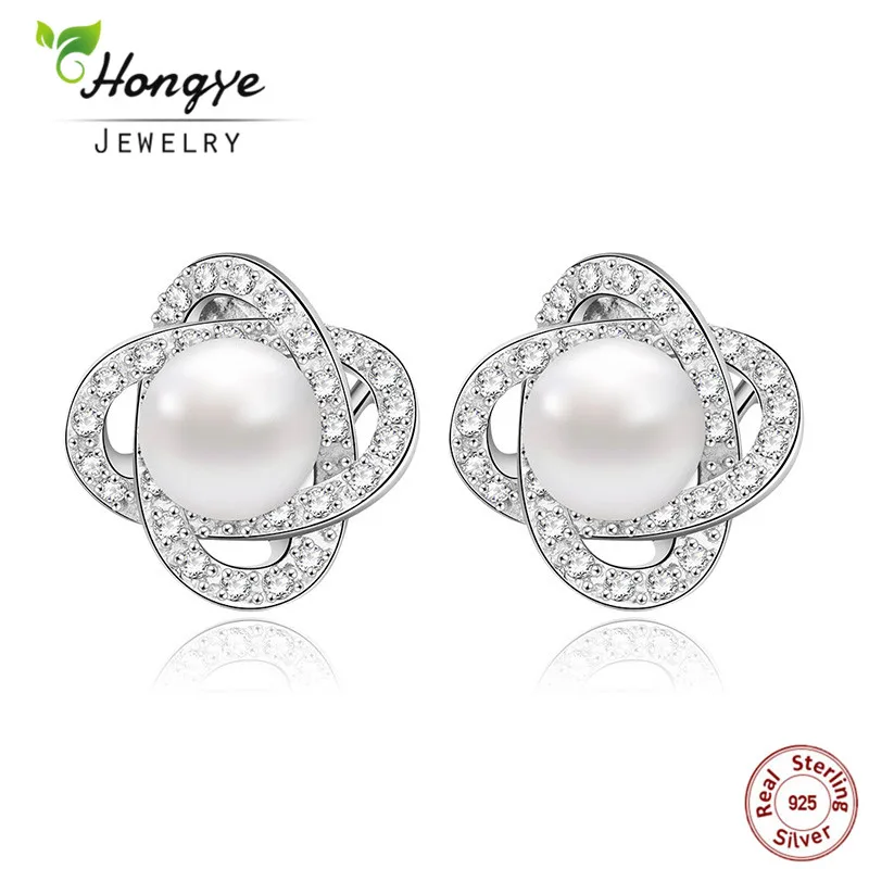 

Hongye Authentic 100% 925 Sterling Silver Freshwater Pearl Darling Shiny Circle Stud Earrings For Women Luxury Fine Jewelry Gift