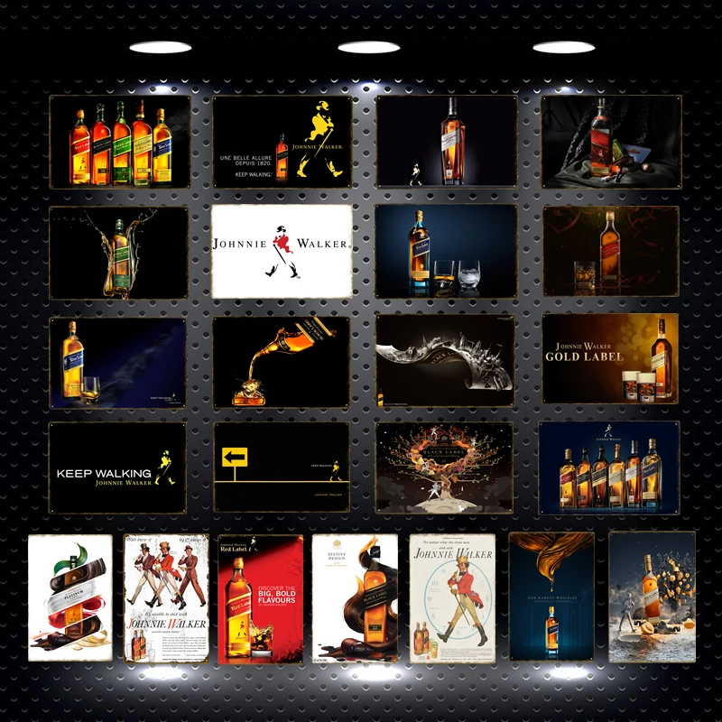Металлические жестяные знаки Johnnie Walker для виски пива красная синяя золотая